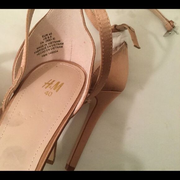 New H&M Satin Strappy Sandals Stiletto Heels - Picture 7 of 12